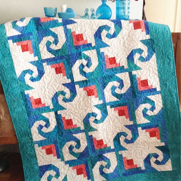 Rosebud Trails Throw Quilt Pattern - Cut Loose Press - Designed by Jean Ann Wright - Instant Download