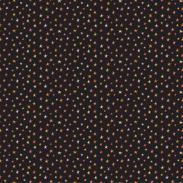 Black Sparkly Stars-  Poppie Cotton Kitty Loves Candy Premium Cotton Quilting Fabric By The Yard - Cut to Order - KC23918