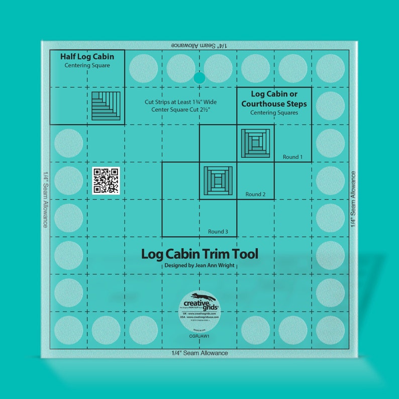 FREE SHIPPING Creative Grids Log Cabin Trim Tool for 8in Finished Blocks Quilt Ruler CGRJAW1