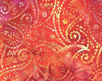 Fruit Punch Paisley Batik - Benartex Bali Palettes Summer Collection 9214-28 - Premium Cotton Quilt Fabric By The Yard Cut to Order