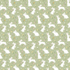 Green Bunny Trail Bunnies - Riley Blake Designs Bunny Trail - Cotton Quilting Fabric By The Yard - Cut to Order - C14252-GREEN