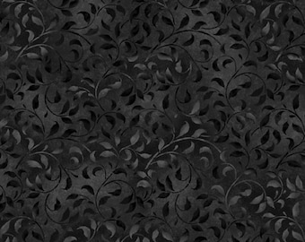 Black Climbing Vine - Wilmington Prints Essentials 1887-38717-999 - Premium Cotton Quilting Fabric By The Yard Cut to Order
