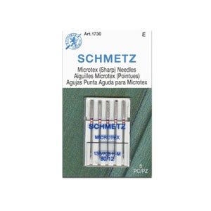 Schmetz Microtex (Sharp) 80-12 Sewing Machine Needles - SKU 1730 - Pack of 5