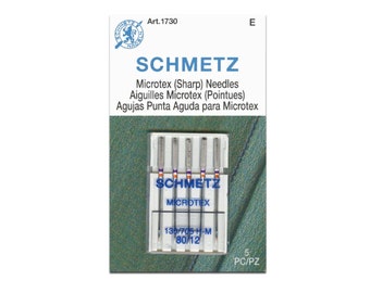 Schmetz Microtex (Sharp) 80-12 Sewing Machine Needles - SKU 1730 - Pack of 5