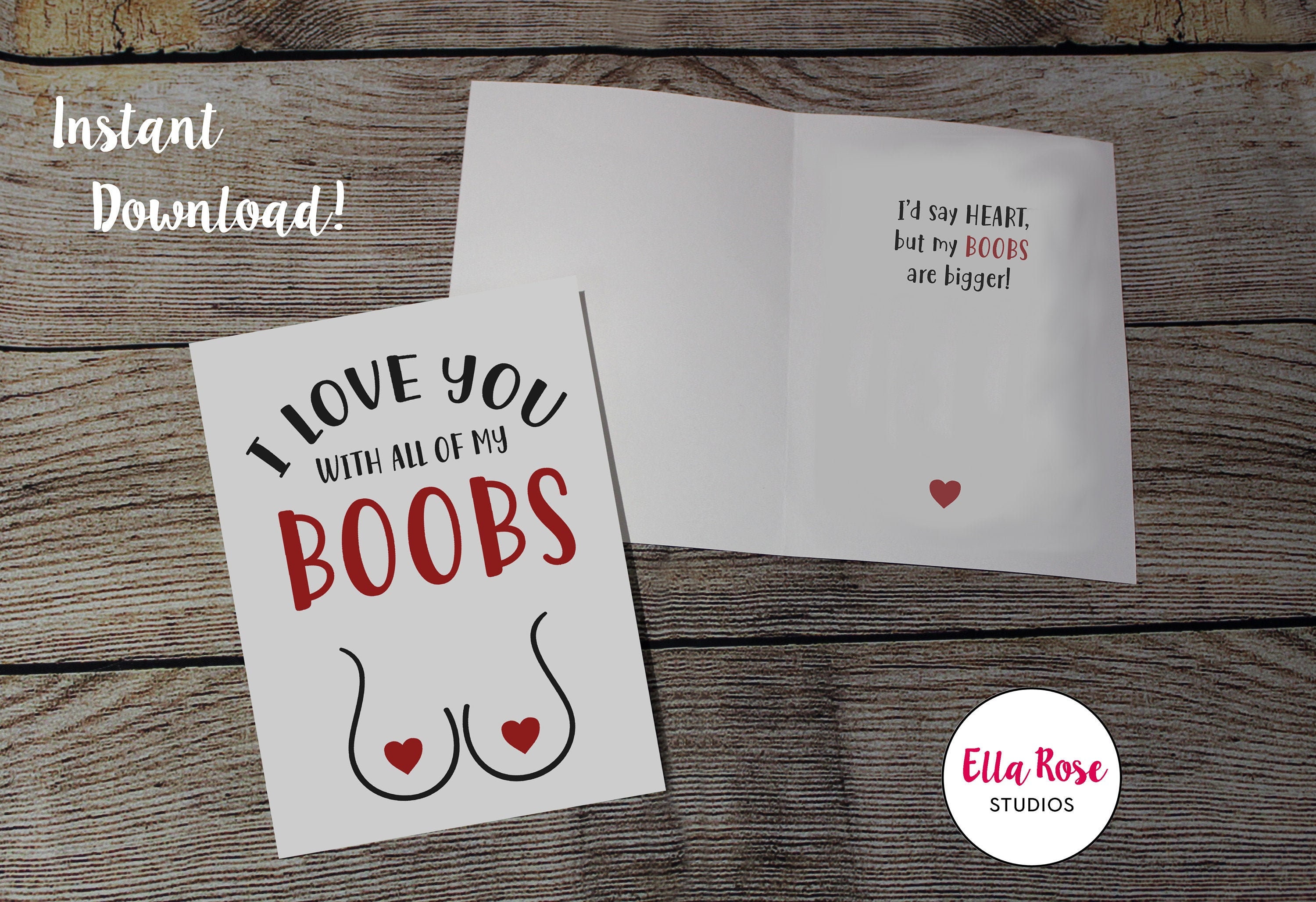 I Love You With All My Boobs Heart Card Printable Greeting Card Instant  Digital Download Funny Gift Valentines Birthday Anniversary - Etsy Denmark