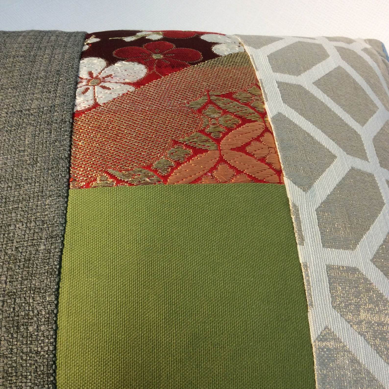 Buy Decorative Pillow Cover With Japanese Silk Embroidered Detail