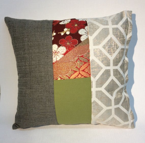 Decorative Pillow Cover With Japanese Silk Embroidered Detail. Etsy India