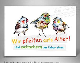 Einladung 60. Geburtstag  I  Einladung Sechzigster  I  Illustration  I  Einladung 60 Spruch lustig  I  Einladung Vögel  I  Einladung bunt