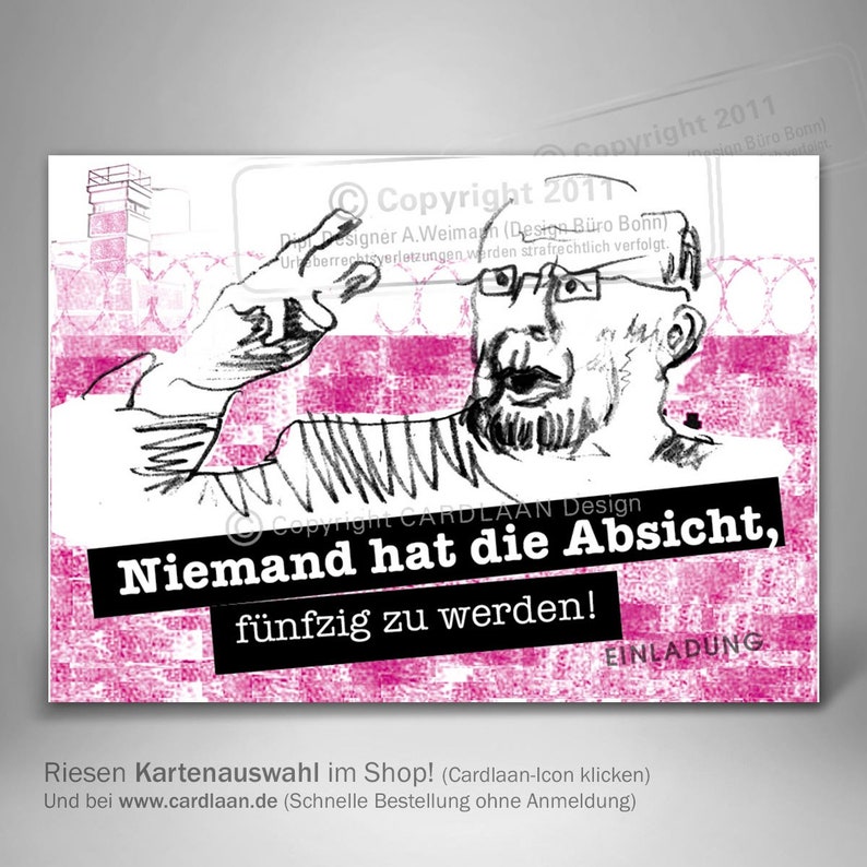 Einladung 50. Geburtstag I Einladung Niemand hat I Illustration I 50 lustiger Spruch I Einladung Idee 50 I Feier Fünfzig I DDR Bild 1