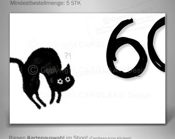 Einladungen 60. Geburtstag  I  60. Karten  I  Einladung Katze lustig  I  Tierische Einladung Frau 60 I  Einladung Mann 60 I  Katze Karte