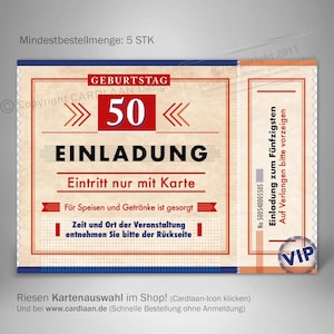 Ticket  I  Einladungen 50 Geburtstag  I  Eintrittskarte 50 Geburtstag  I  Einladungskarte Kinoticket 50  I  Ausweis Einladung I  Retro