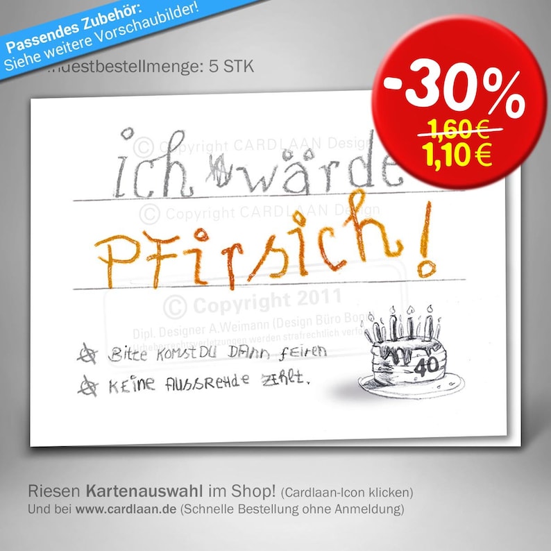 Klappkarten Einladungen 40. Geburtstag, Vierzigster Geburtstag lustige Grußkarte, Witzige Grußkarte 40, Vierzigster kreative Einladungen Bild 1