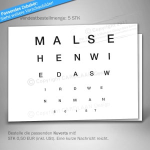 Einladung 50 Geburtstag  I  Klappkarte  I  Sehtest  I  Fünfzigster  I  Lustige Idee  I  Witzige Grußkarte 50  I  Kreative Einladung Text