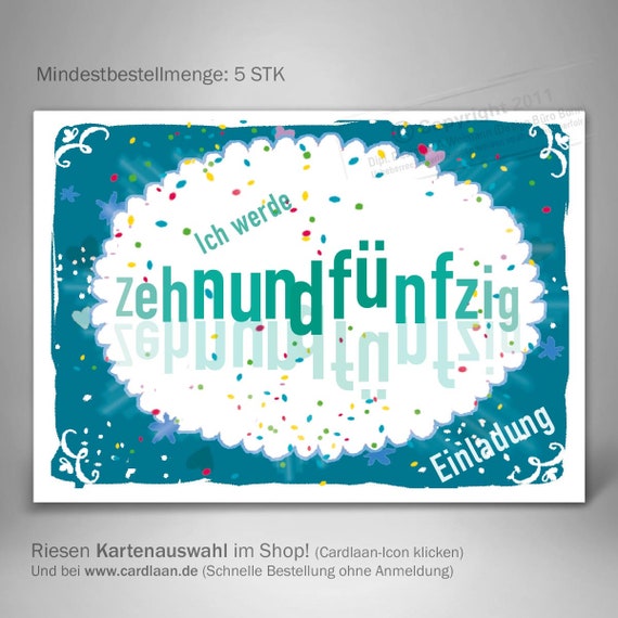 Einladung 60. Geburtstag  I  Zehnundfünfzig  I  Bunte Einladung 60  I  Einladung Party  I  Idee Einladung Frau  I  Einladungskarten 60ter