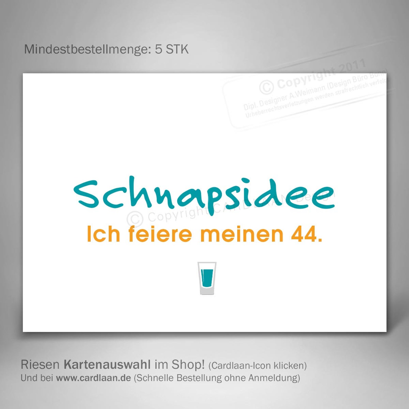 Einladungen 44. Geburtstag Schnapszahl Witzige Karte 44 Etsy.de