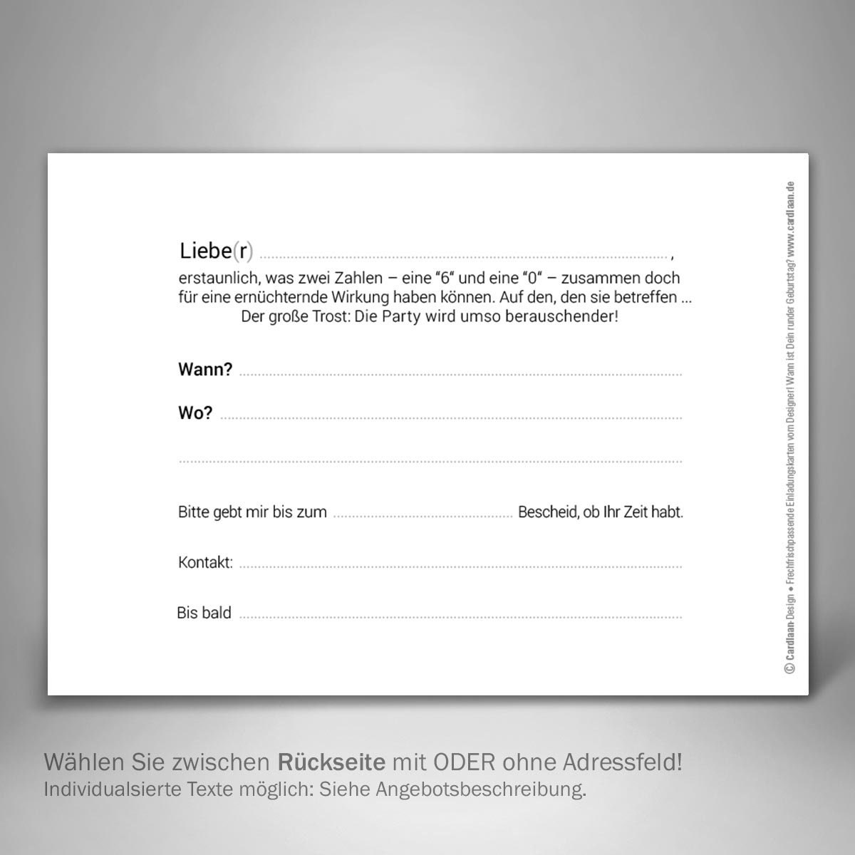 Einladung 60. Geburtstag I 60. Karten I Einladung Spruch lustig I