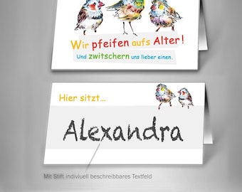 Birthday place cards, 30th, 40th, 50th, 60th birthday place cards, funny place cards, birthday party place cards, party table decorations