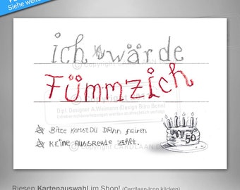 Einladungen 50. Geburtstag, Fünfzigster Geburtstag lustige Einladung, Witzige Einladungskarte 50, Fünfzigster kreative Einladung Postkarte