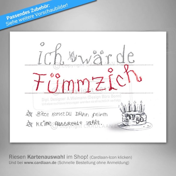 Einladungen 50. Geburtstag, Fünfzigster Geburtstag lustige Einladung, Witzige Einladungskarte 50, Fünfzigster kreative Einladung Postkarte