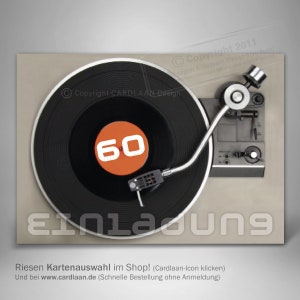 Einladungen 60. Geburtstag  I  60. Karten  I  Schallplatte  I   Retro  I  Vintage  I  Einladungen Mann 60.  I  Einladungen Frau 60.