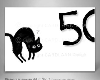 Einladung 50. Geburtstag  I  Einladung Katze  I  Lustiges Bild  I  Tiermotiv  I  Einladung 50.  I  Einladung Idee 50  I  Mann 50  I  Frau 50