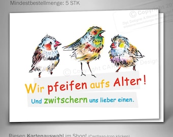 Invitation for a 60th birthday | Folded card for a 60th birthday | Funny animals | Funny saying for a 60th birthday invitation | Birds invitation | Colorful invitation