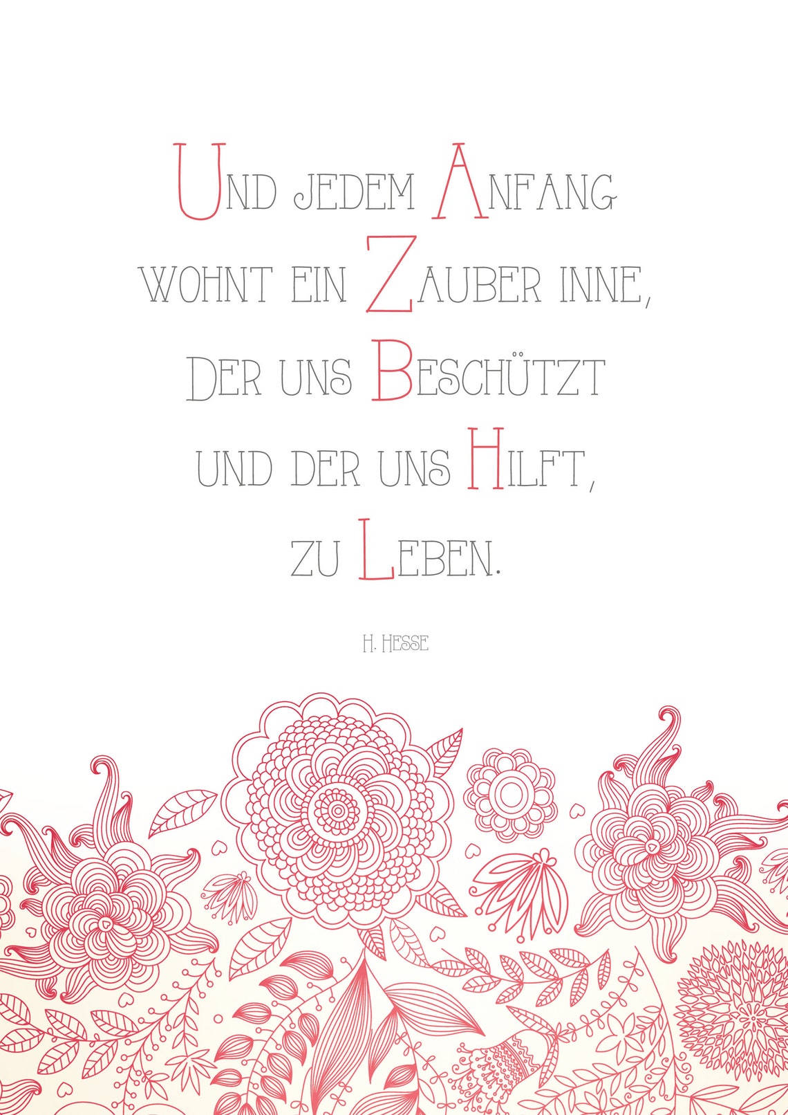 Poster, Gedicht, Stufen Herrmann Hesse, Illustration, Grafik, Typografie, Bild, Kunst, Text ...
