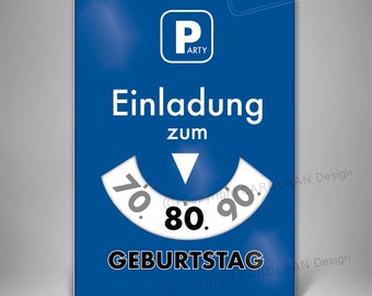 Einladung 80. Geburtstag  I  Parkscheibe 80  I  80. Karten  I  Einladung Oma lustig  I  Einladung Opa Idee  I  Mann 80.  I  Frau 80.