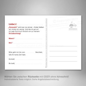 Einladungen 50. Geburtstag, Fünfzigster Geburtstag lustige Einladung, Witzige Einladungskarte 50, Fünfzigster kreative Einladung Postkarte Bild 2