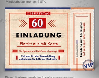 Ticket | Invitations 60th Birthday | Admission Ticket 60th Birthday | Invitation Card Cinema Ticket 60th | ID Card Invitation | Retro