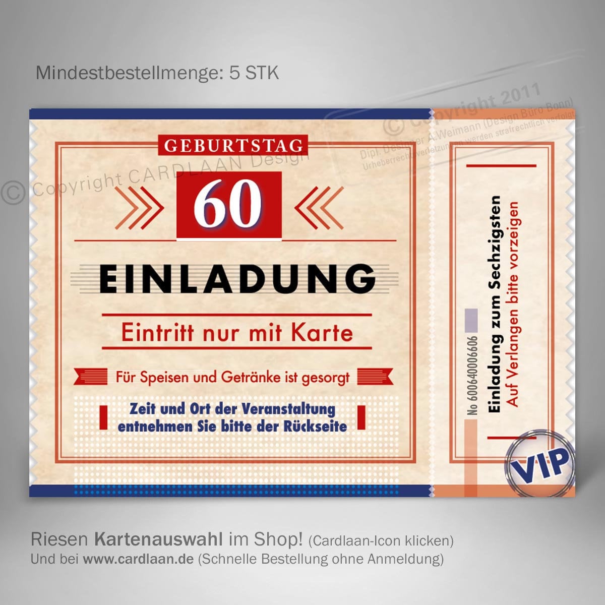 Ticket I Einladungen 60 Geburtstag I Eintrittskarte 60 Etsy.de