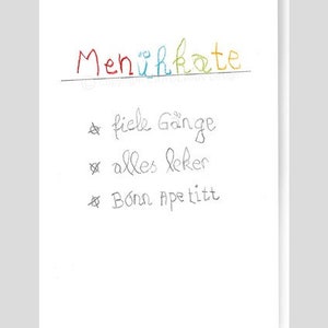 Speisekarte, Menükarte, Klappkarte, Geburtstagsessen
