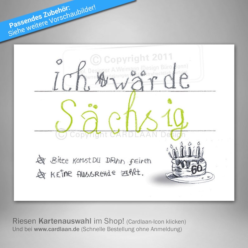 Einladungen 60. Geburtstag, Sechzigster Geburtstag lustige Einladung, Witzige Einladungskarte 60, Sechzigster kreative Einladung Bild 1