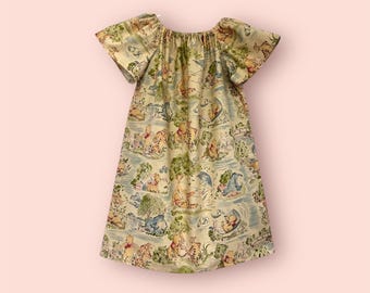 Winnie the Pooh Inspired Dress ~ Flutter Sleeve Dress ~ Girls Dress ~ Peasant Dress ~ Toddler Dress ~ Baby Dress ~ Winnie the Pooh Birthday