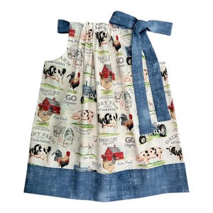Farm Dress ~ Pillowcase Dress ~ Chicken Dress ~ Country Dress ~ Dress with cows ~ Girls Dress ~ Cow Dress ~ Gifts for girls ~ Farm Birthday