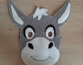 Donkey mask in natural wool felt for disguise