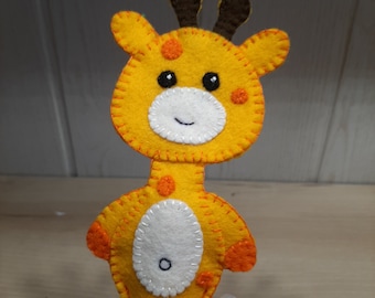Marionnette à doigt Girafe en feutrine de laine naturelle - idée cadeau originale pour les enfants
