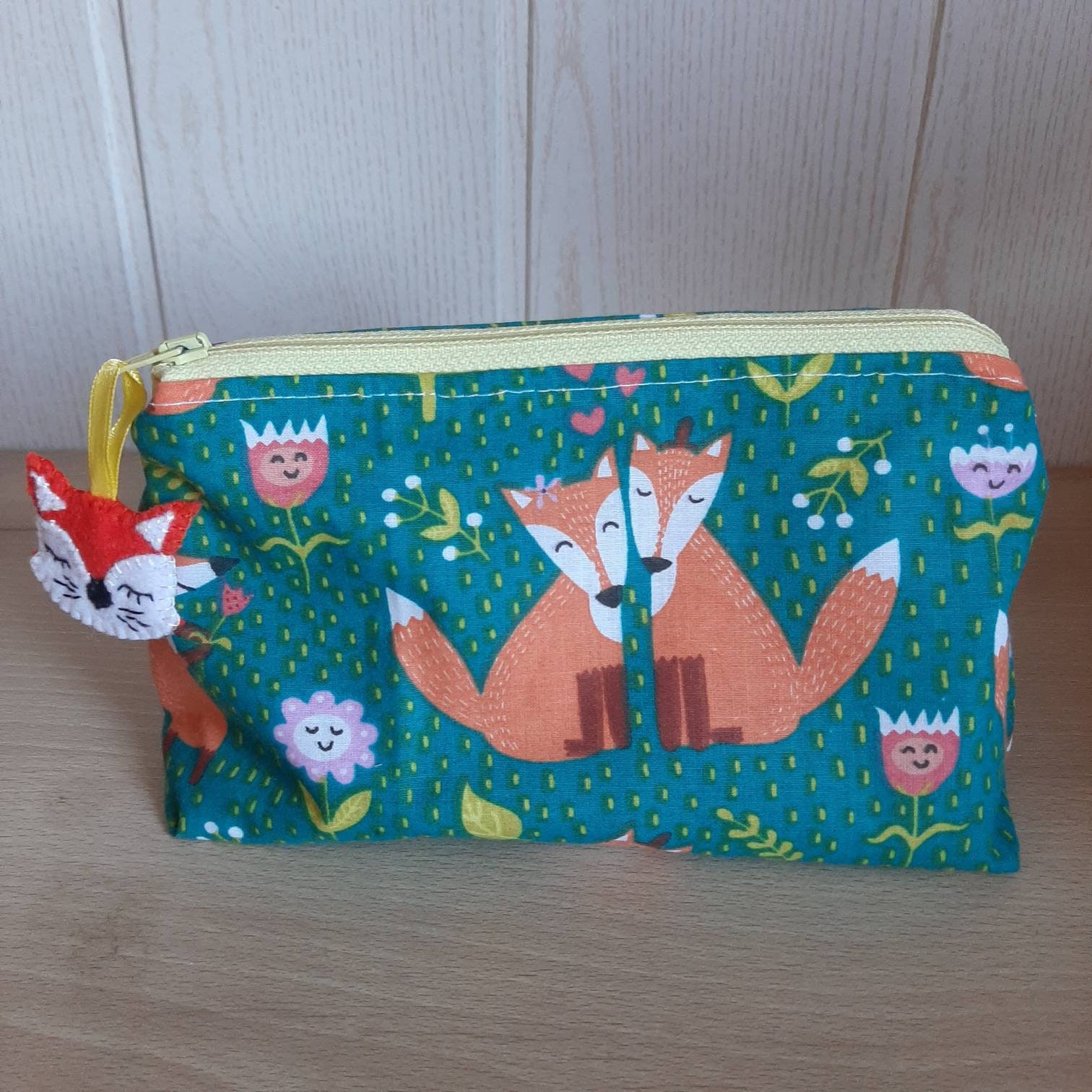 Pochette/Trousse en Tissu Motifs Renards Pour Ranger Ses Crayons