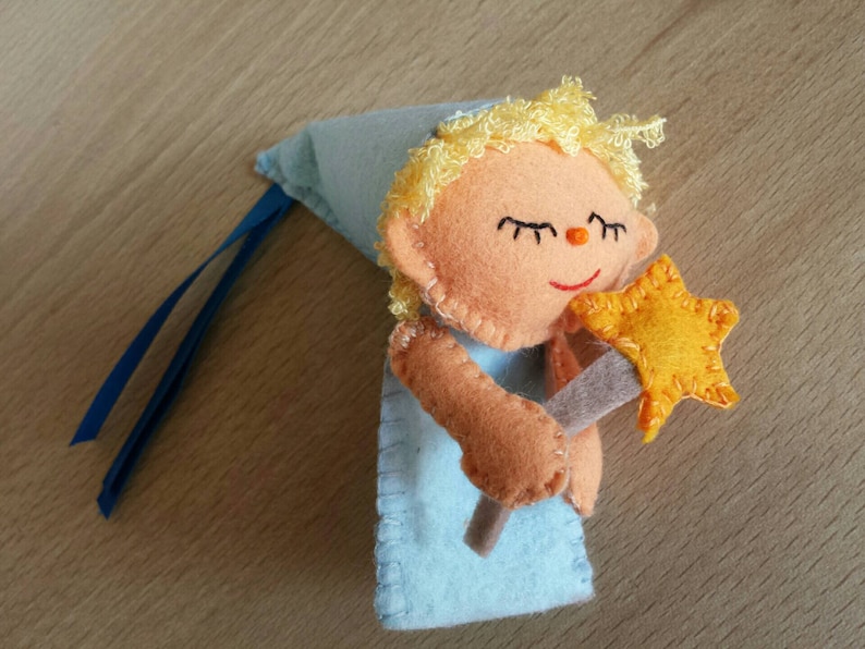 Fairy finger puppet in light blue felt Etsy