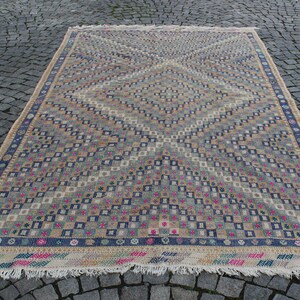 Dekorative Kelim Teppich, 6,2 &quot;x 11,1&quot; Füße, 190x340 cm, Pastell Kilim Teppich Anatolian Teppich, Boho Vintage Kelim Teppich, Pastell Kelim Teppich, Boho Kelim Teppich