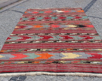 Tappeto Kilim turco d'epoca: tappeto anatolico in lana tessuto a mano (32,8 x 20,3 cm)