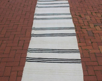 Vintage Kelim Läufer aus Hanf: Türkischer Teppich, 100x300cm