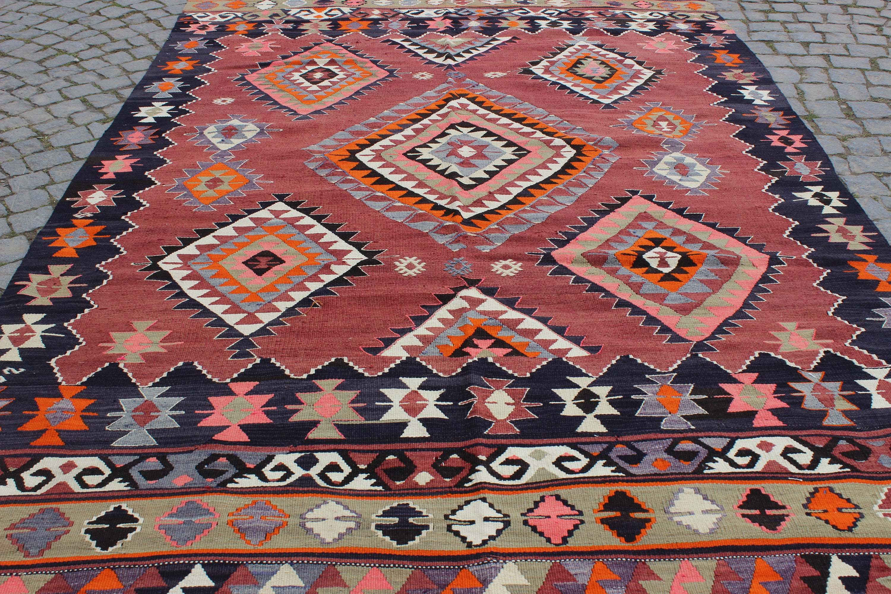 Pink Kilim Rug 5.6x8.7Feet170x265 cm.Colorful | Etsy