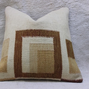 Natural rug Pillow,Pastel Kilim Pillow,Decorative Pillow,Cushion Cover,Ethnic Pillow,Sofa Decor Pillow,20&quot;x20&quot;inches,50x50 cm