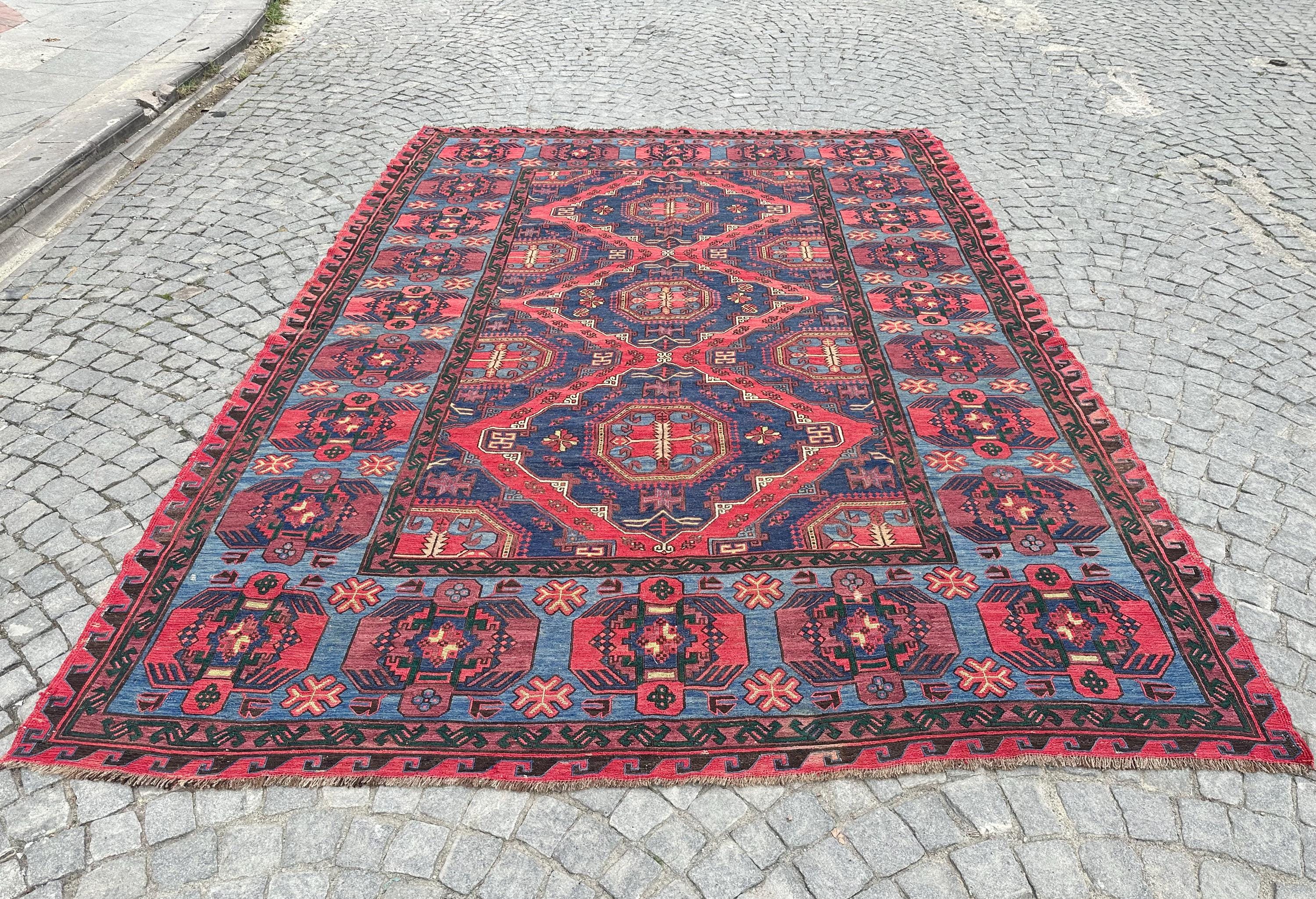 8x11.5 アンティーク スマック ラグ: カラフルな手織りヴィンテージ