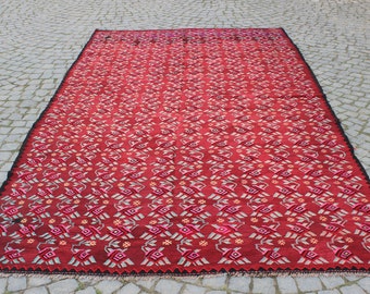 Tappeto Kilim vintage colorato: lana anatolica tessuta a mano, 6,4"x11,6"