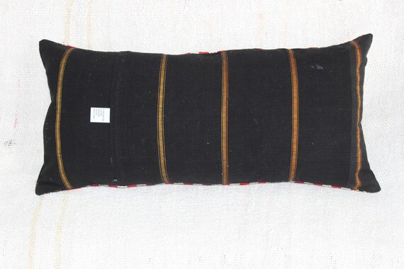 ヴィンテージキリム枕：トルコの手織り麻クッションカバー（15インチ