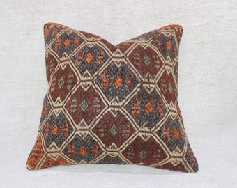 Pastel Rug Pillow, Antique Rug Pillow,Rustic Pillow,Vintage Pillow,Bohemian Pillow,Home Decor,16&quot;x16&quot;inches,40x40 cm