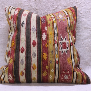 24&quot;x24&quot; inch,60x60 cm,Pink  Kilim Pillow,Ethnic Pillow,Floor Pillow,Decorative Pillow,Handmade Pillow,Cushion Cover,Vintage Home Decor