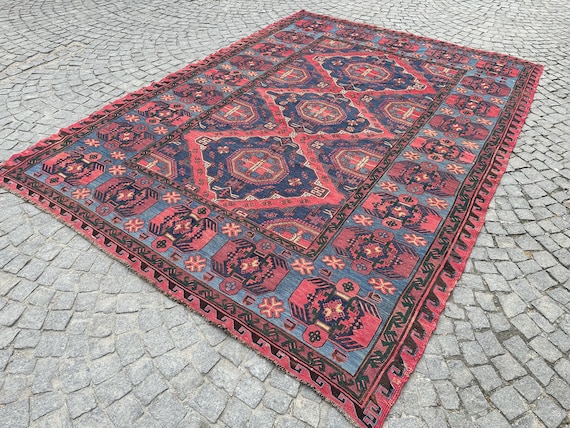 8x11.5 アンティーク スマック ラグ: カラフルな手織りヴィンテージ